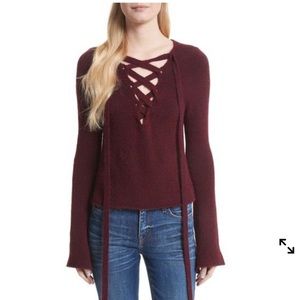 L’agence Candela Bell Sleeve Lace-up Sweater
